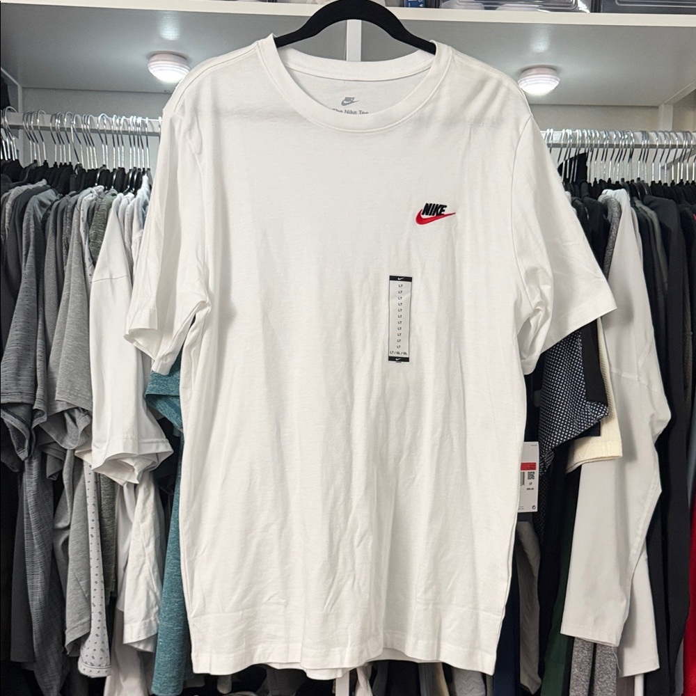 Nike Men's White Tee with Red Logo